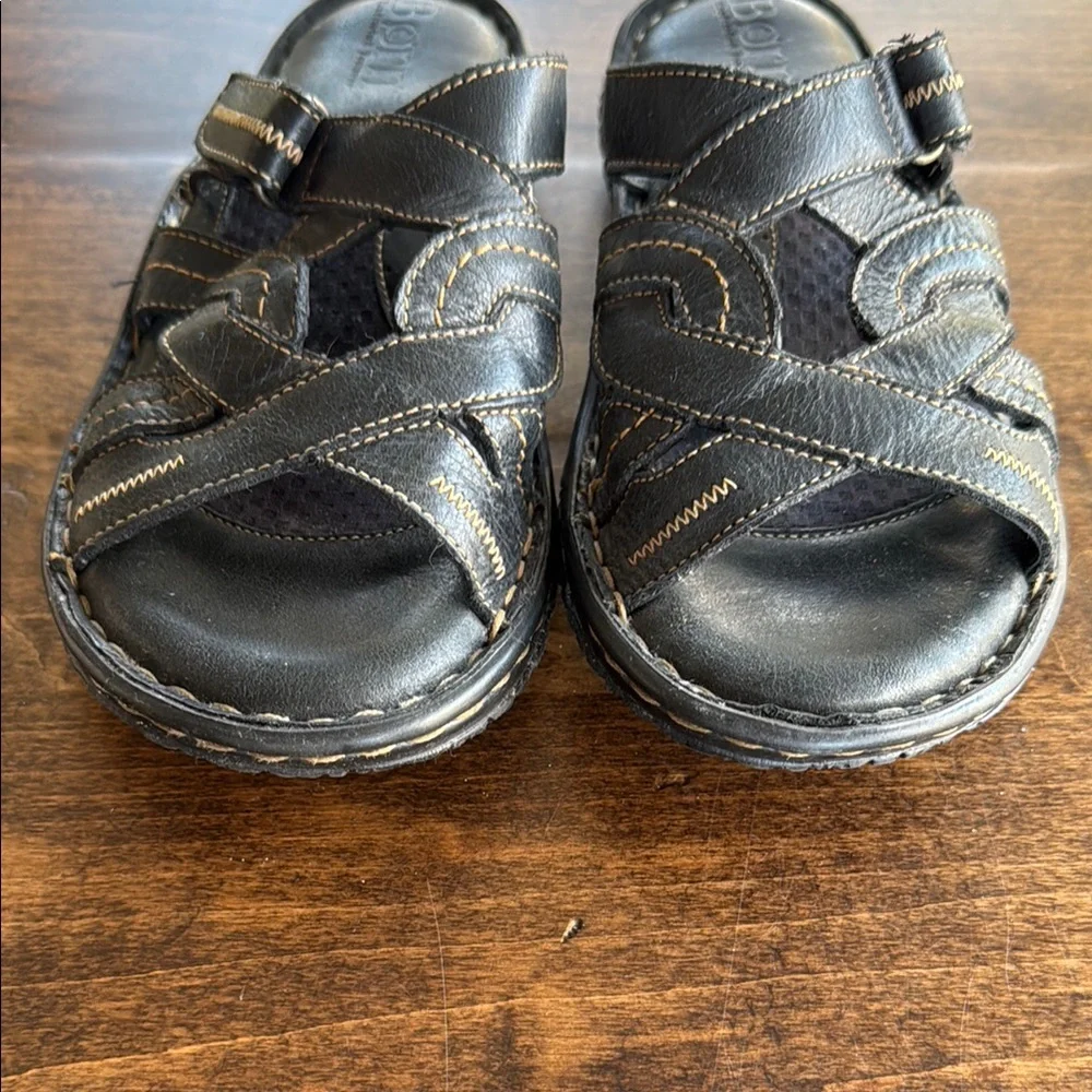 Born Women's Black Leather Strappy Sandals Size 7/38